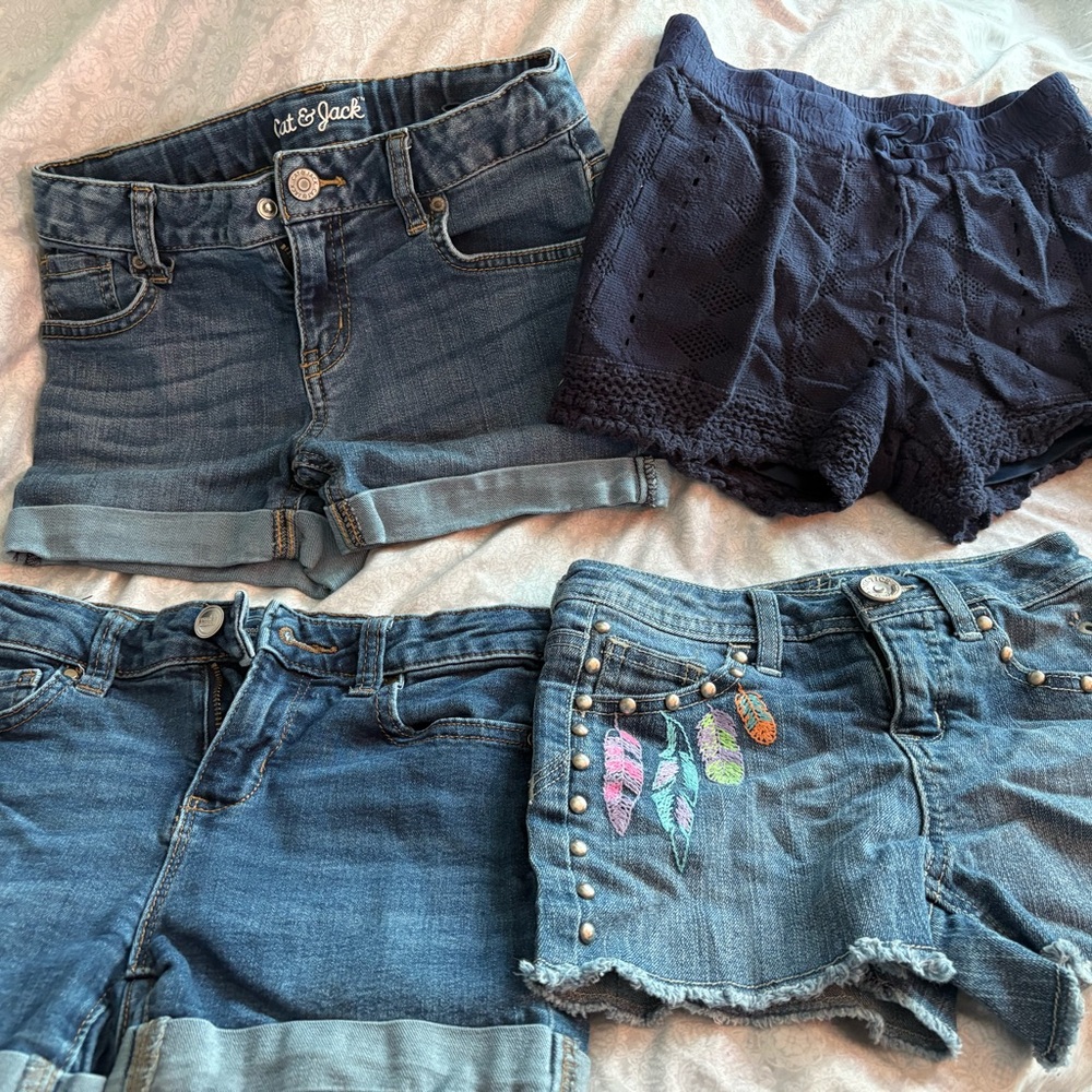 Cat & Jack Kids Denim and Lace Shorts Set - Blue and Navy